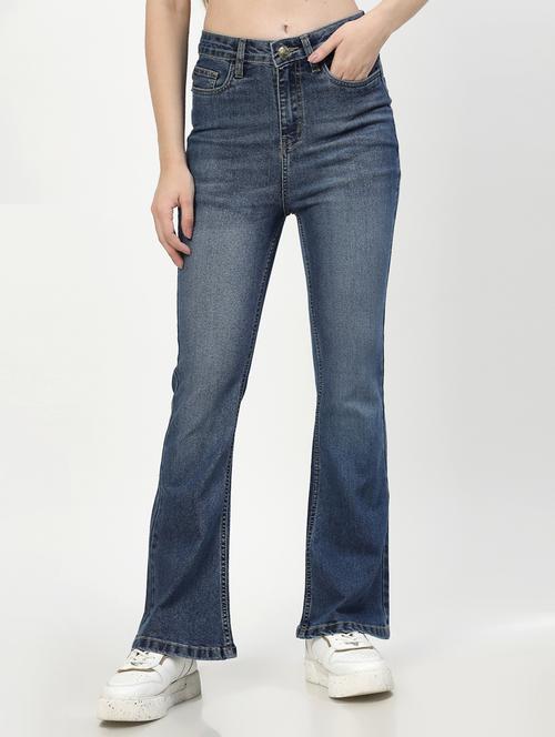 women blue plain bootcut jean - 21563490 - Standard Image - 0
