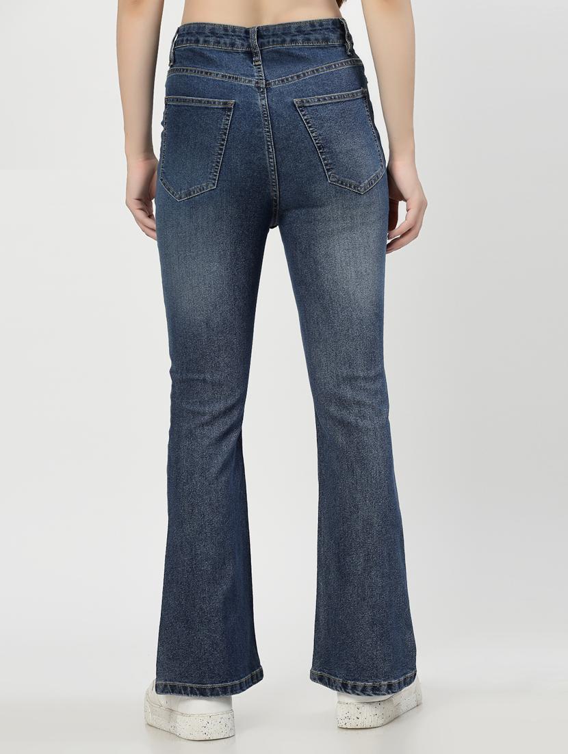 women blue plain bootcut jean - 21563490 - Standard Image - 3