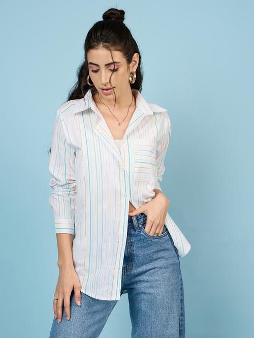 women white stripes oversized shirt - 21563503 - Standard Image - 0