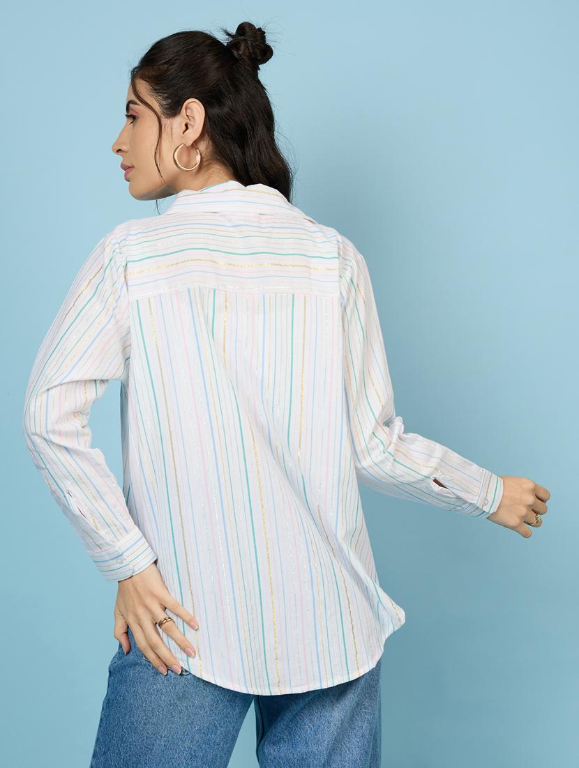 women white stripes oversized shirt - 21563503 - Standard Image - 3