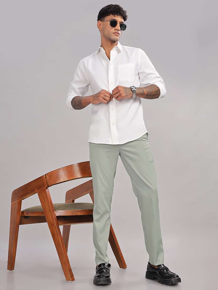 men solid flat front slim fit trouser - 21563557 - Standard Image - 3