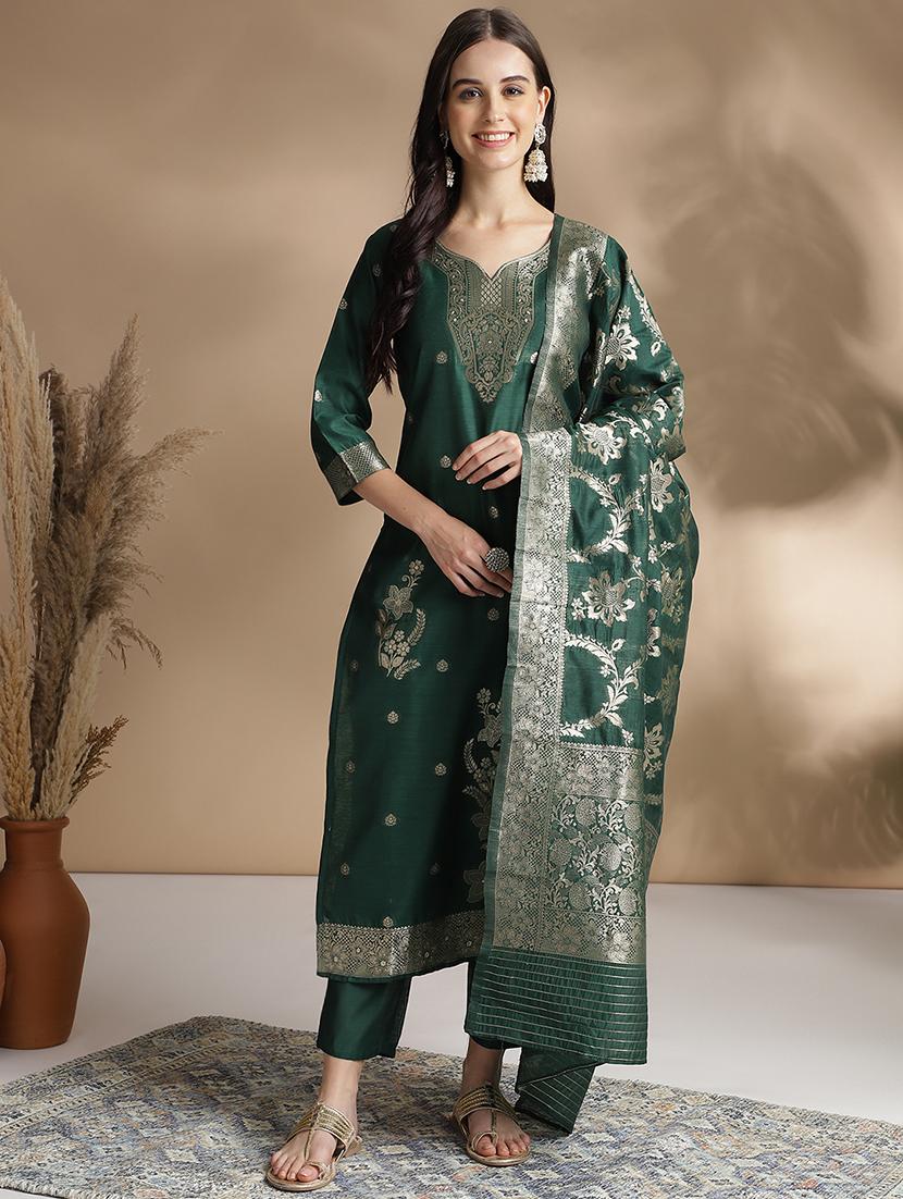 women self design three quarter sleeve suit set - 21563726 -  Zoom Image - 0