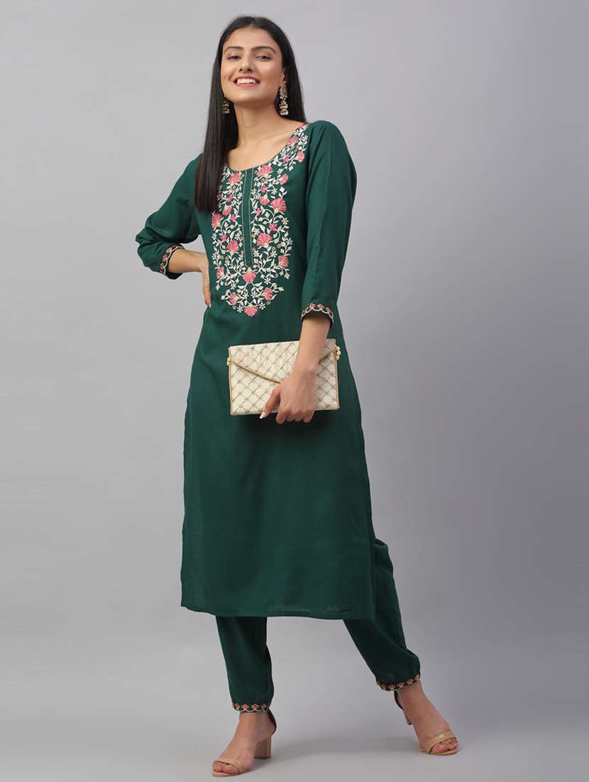 women embroidered kurta pant set - 21564073 -  Zoom Image - 0