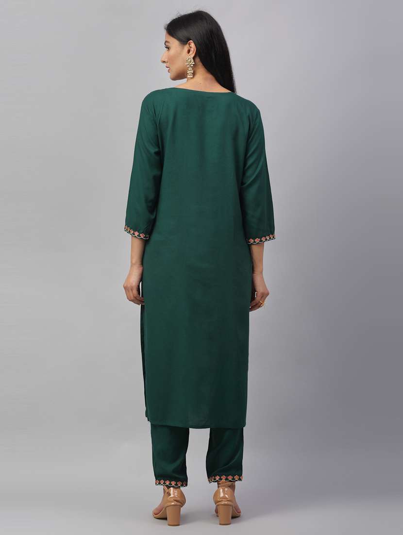 women embroidered kurta pant set - 21564073 - Standard Image - 3