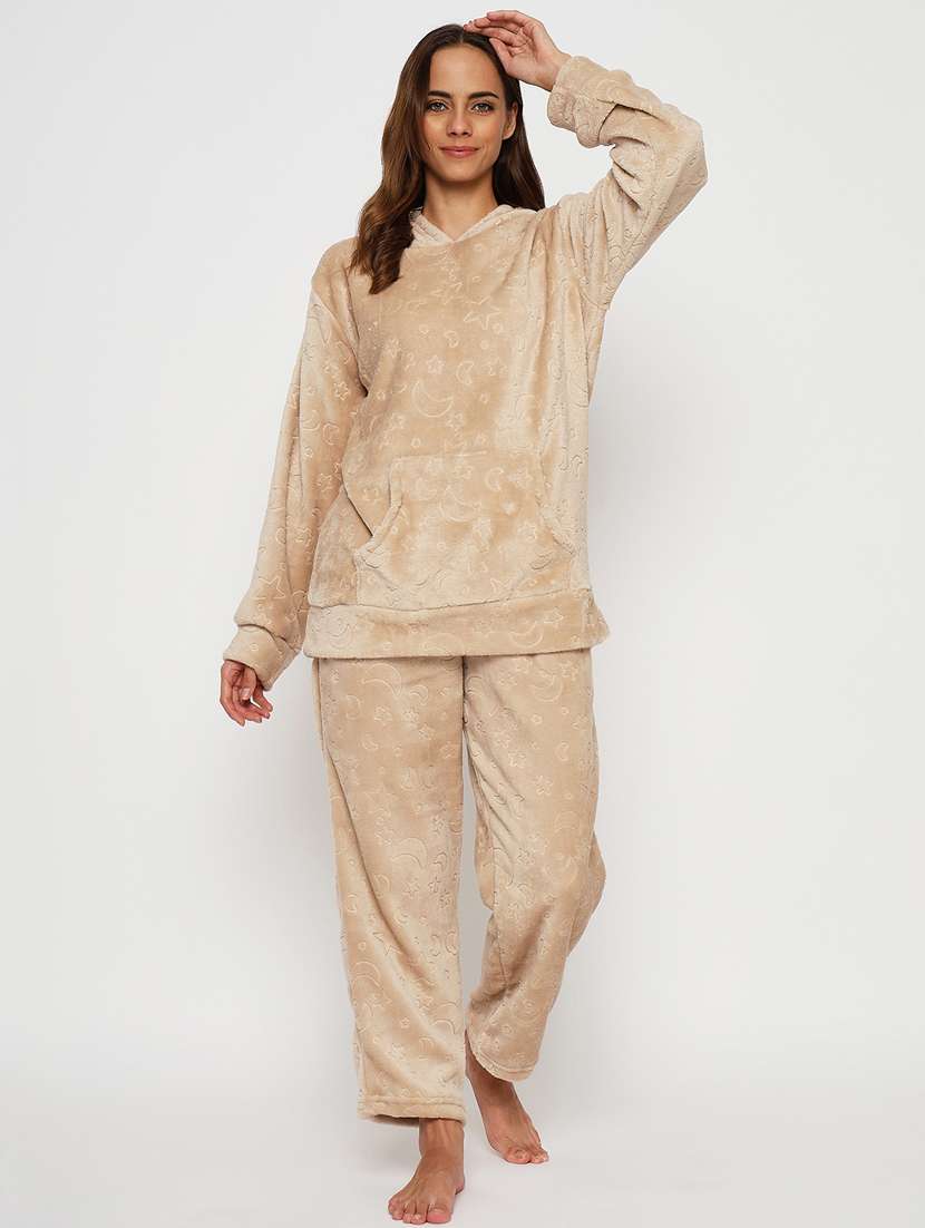 women long sleeve solid nightwear set - 21564076 -  Zoom Image - 0