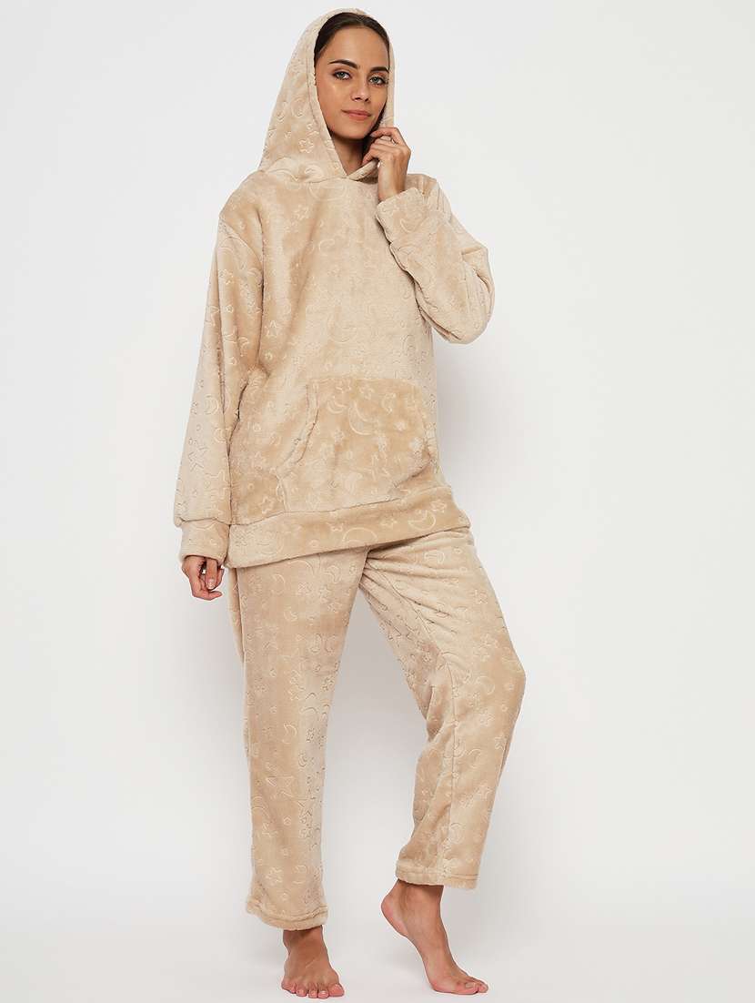 women long sleeve solid nightwear set - 21564076 -  Standard Image - 3