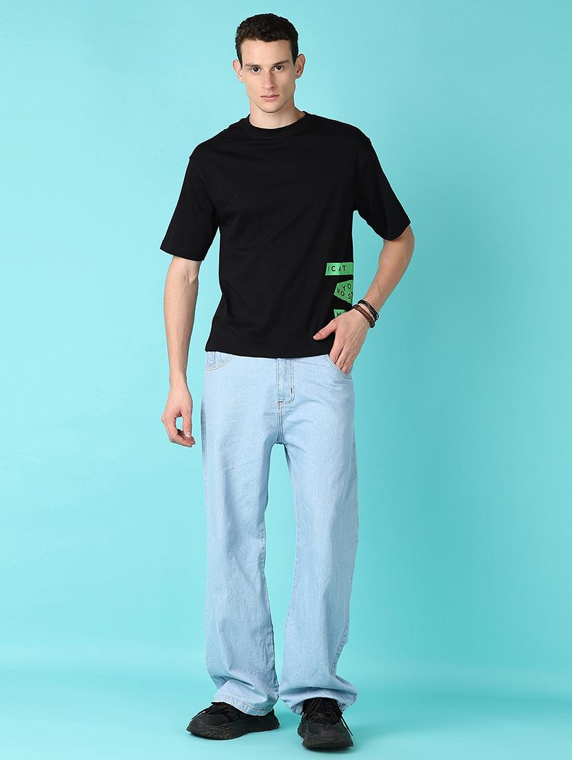 men black regular fit placement print t-shirt - 21564143 - Standard Image - 3