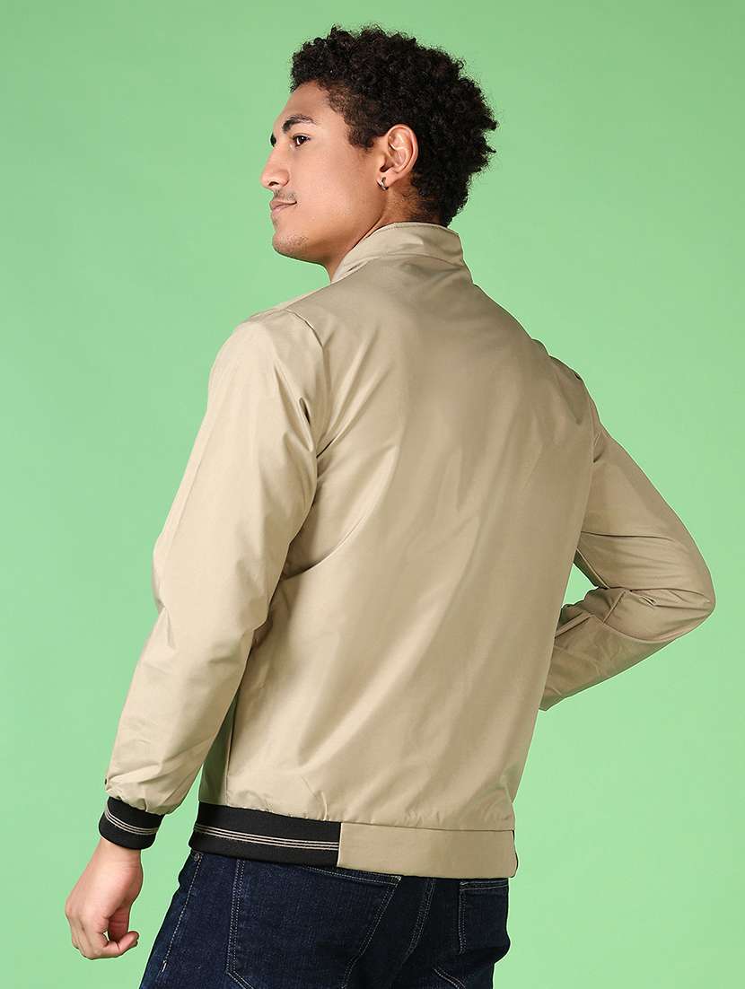 men long sleeves solid bomber jacket - 21564144 -  Standard Image - 3