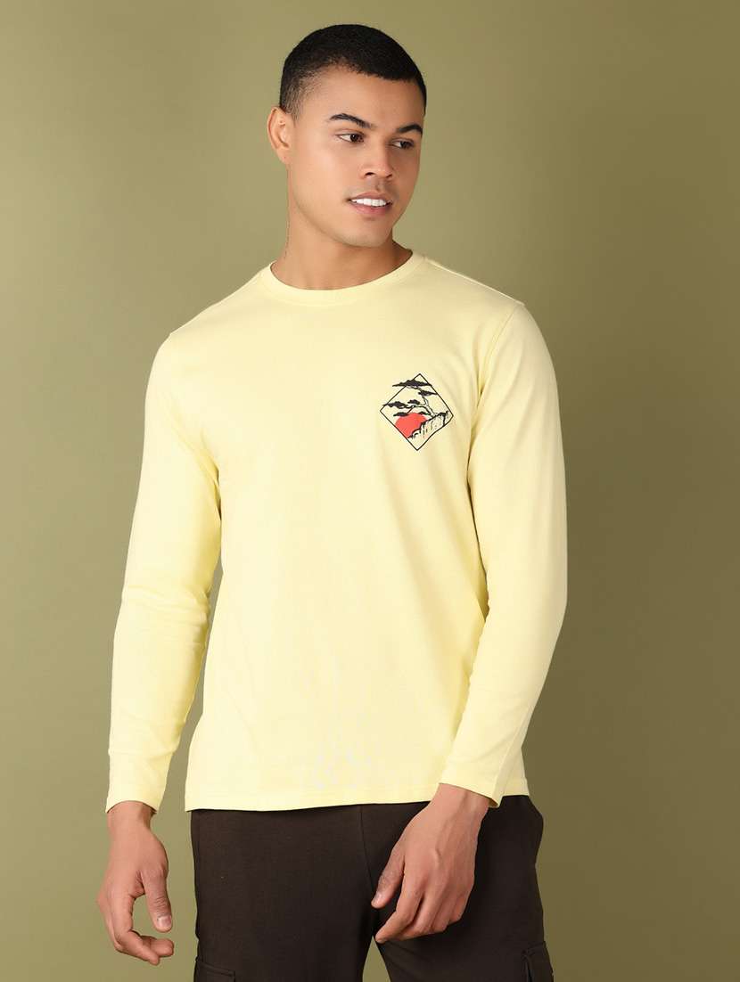 men round neck front & back print t-shirt