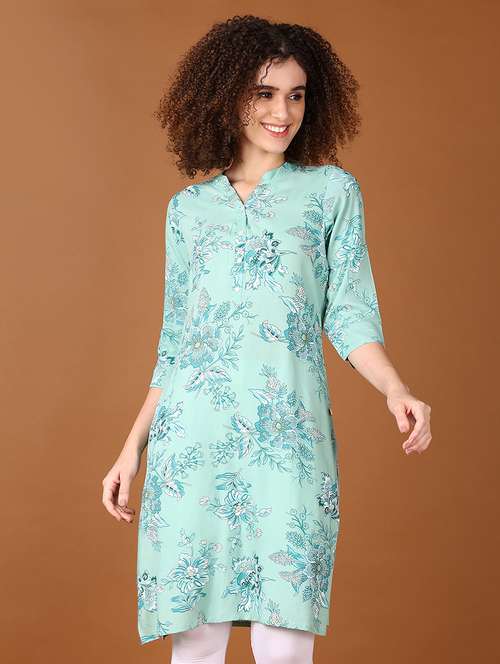 women floral mandarin neck straight kurta - 21564230 -  Standard Image - 0