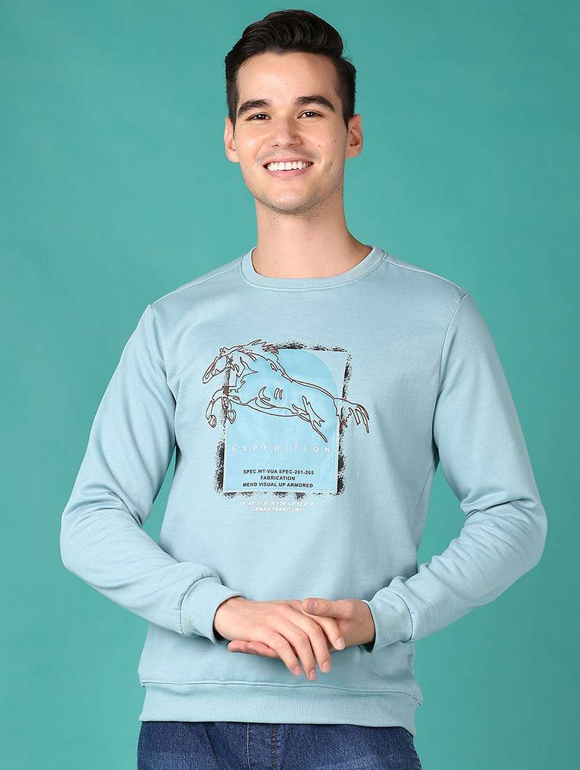 men long sleeves front print sweatshirt