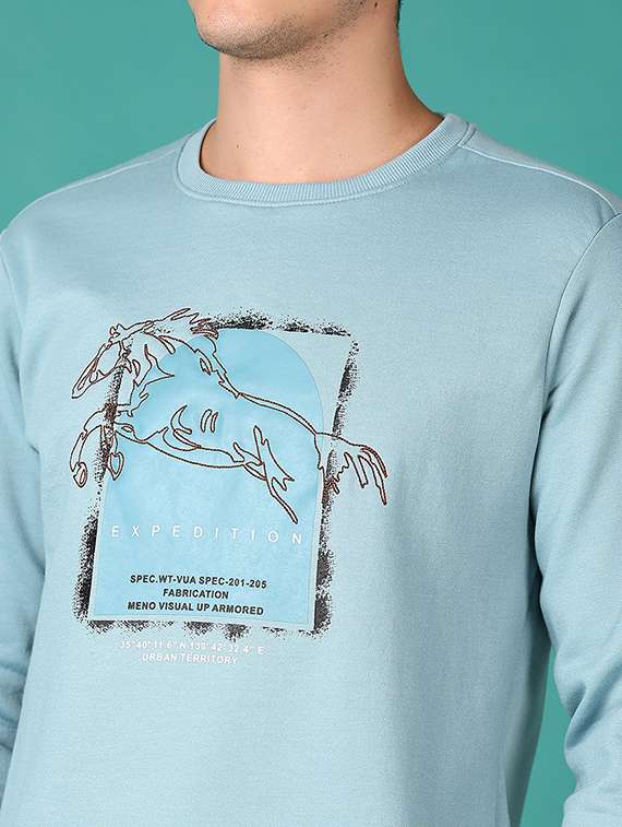 men long sleeves front print sweatshirt - 21564833 -  Standard Image - 5