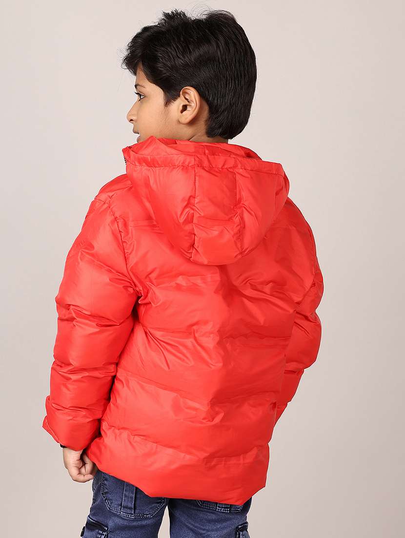 boys red solid long sleeve bomber hooded jacket - 21564861 -  Standard Image - 3