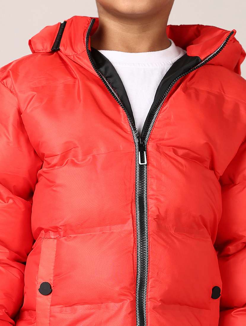 boys red solid long sleeve bomber hooded jacket - 21564861 -  Standard Image - 5