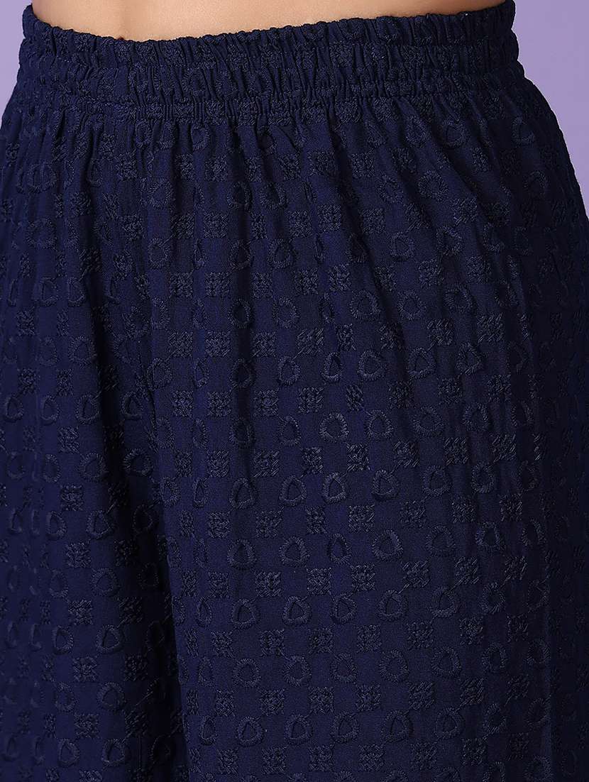 women navy blue embroidered palazzo - 21564867 -  Standard Image - 5