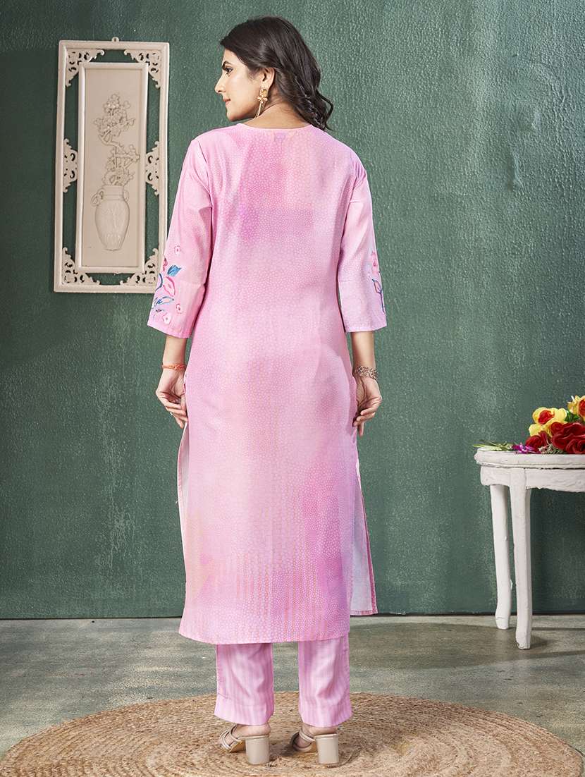 women printed three quarter sleeve kurta pant set - 21565111 -  Standard Image - 3