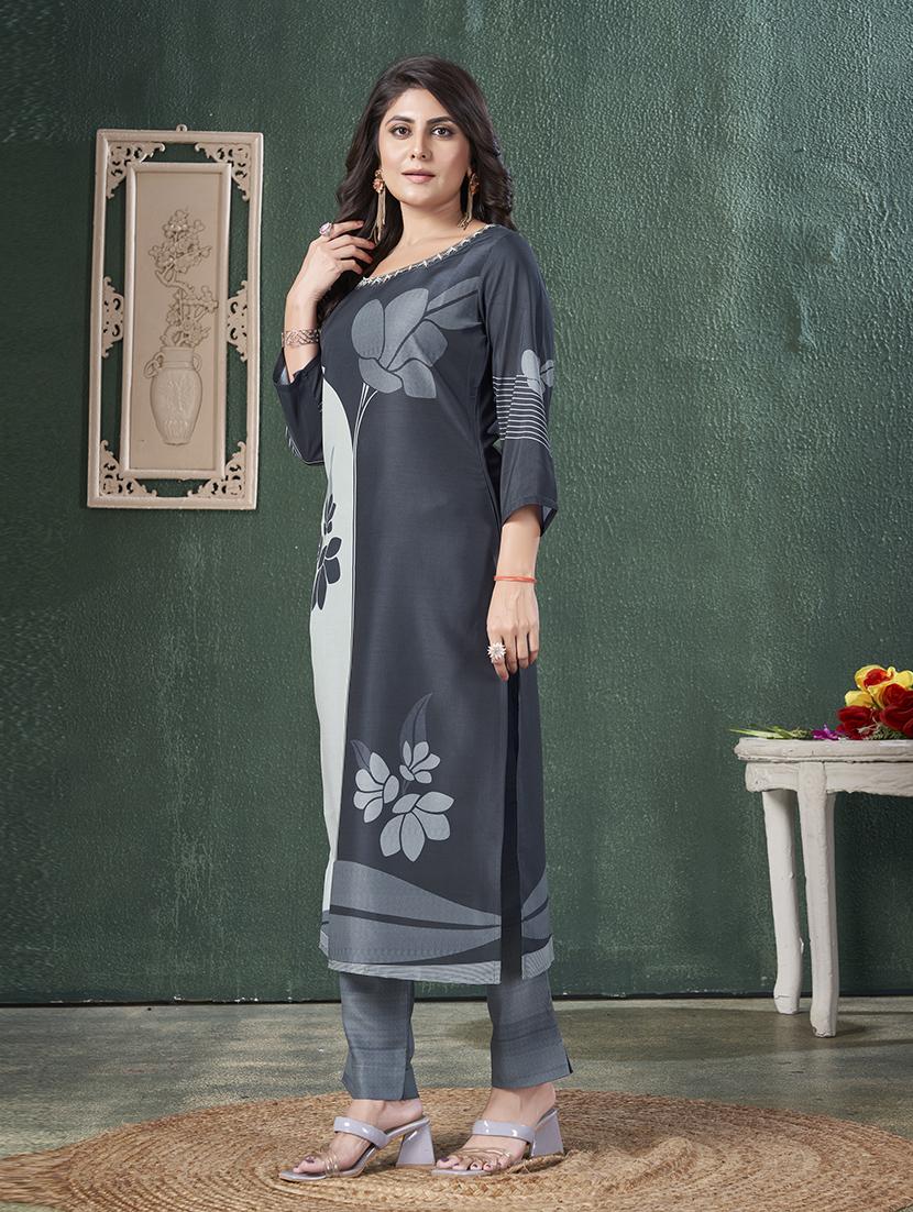 women printed three quarter sleeve kurta pant set - 21565118 - Standard Image - 3