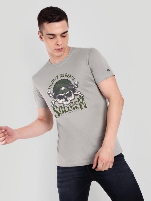 men round neck front print t-shirt - 21565170 -  Standard Image - 0