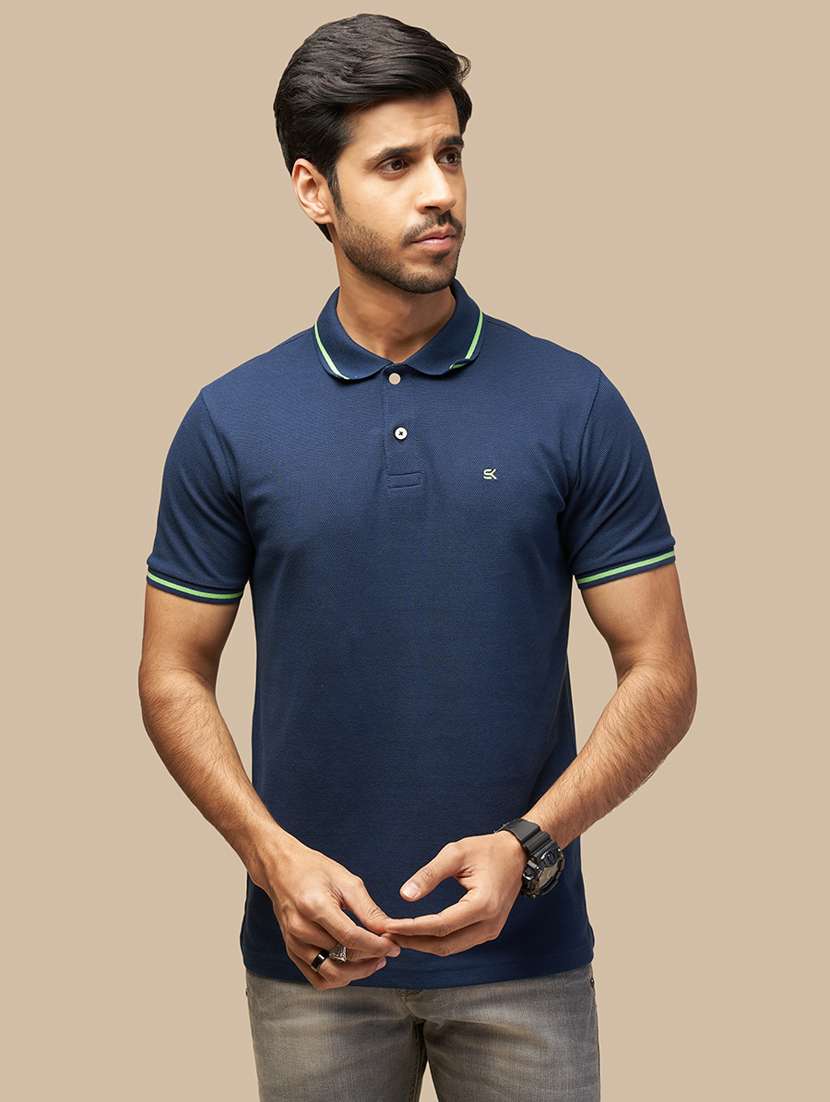 men solid short sleeves polo t-shirt - 21565182 -  Zoom Image - 0