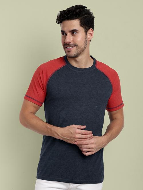 men round neck color block t-shirt - 21565184 - Standard Image - 0