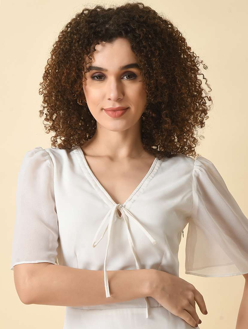 women white solid a-line dress - 21565226 - Standard Image - 5