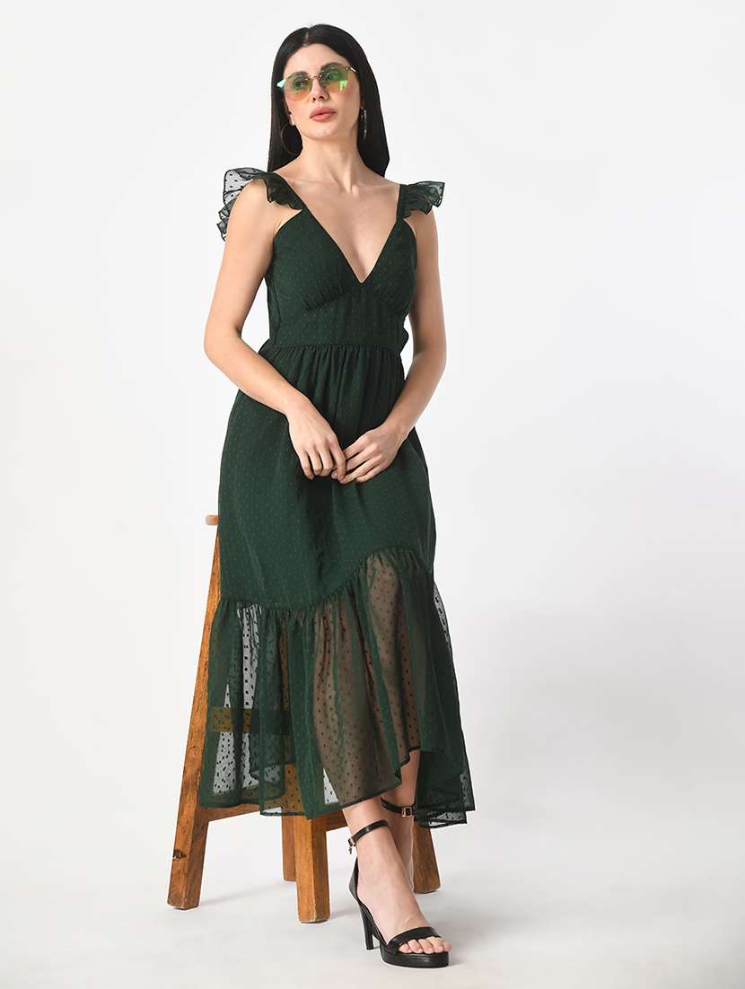 women dark green self-designed tiered dress - 21565274 - Standard Image - 3