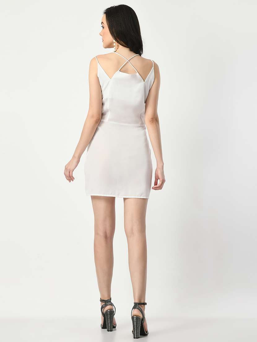 women white solid bodycon dress - 21565312 - Standard Image - 3