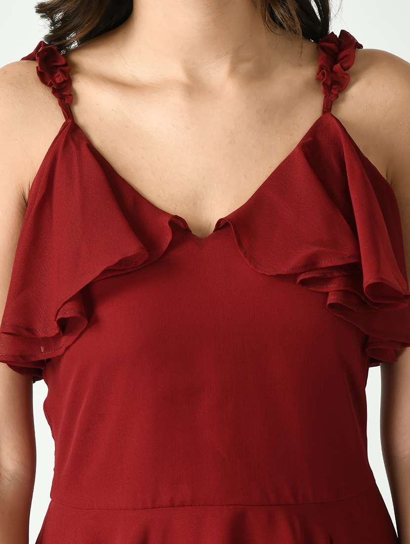 women solid sleeveless fit & flare dress - 21565344 - Standard Image - 5