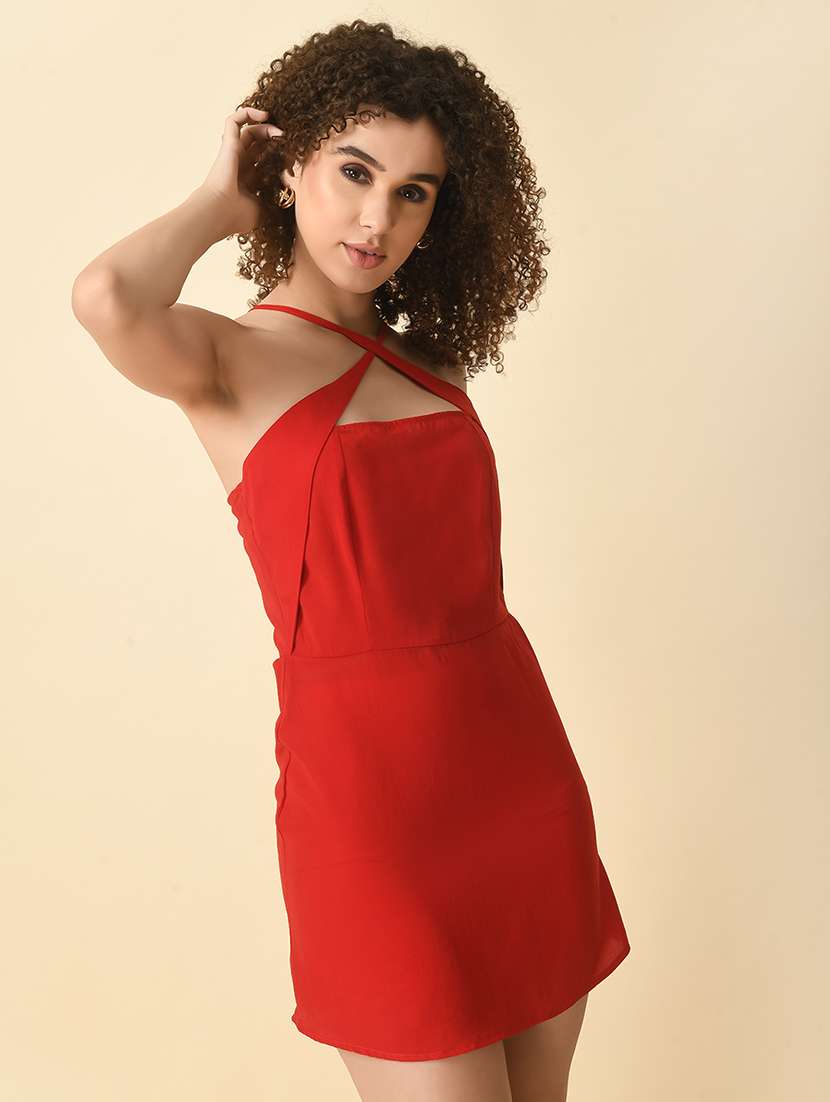 women red solid bodycon dress - 21565363 - Standard Image - 5