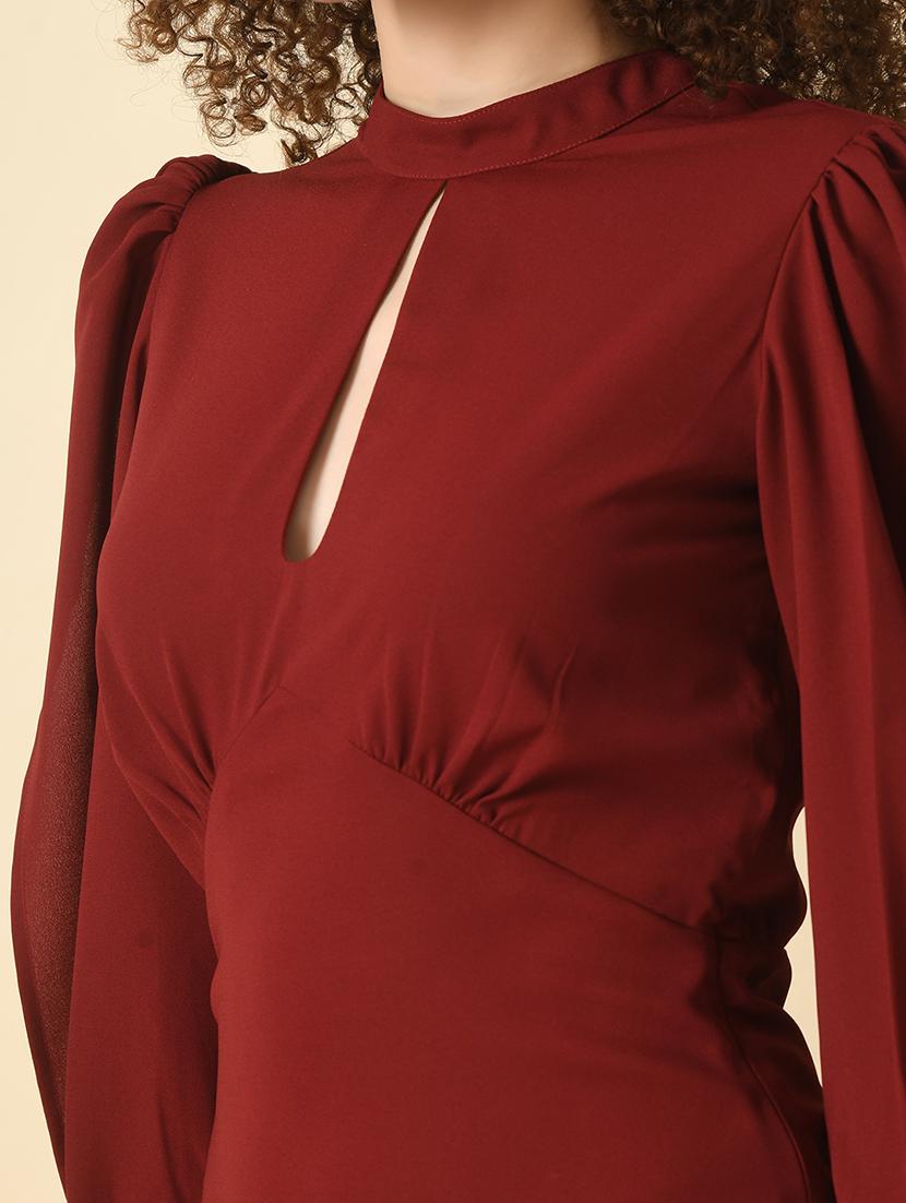 women maroon solid bodycon dress - 21565413 - Standard Image - 5