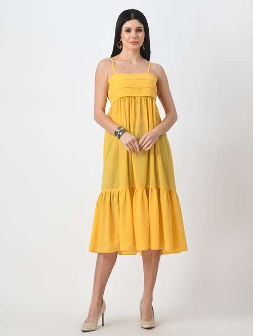 women sleeveless solid tiered dress - 21565419 - Standard Image - 0