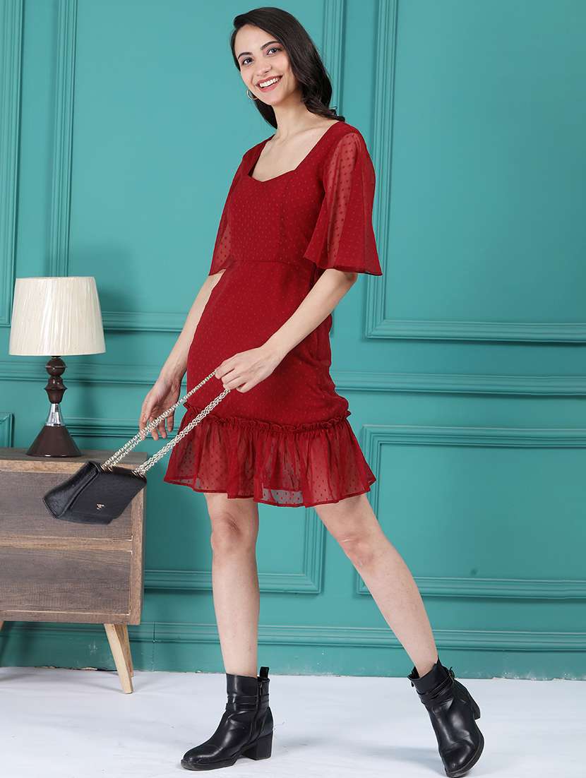 women dobby self design a-line dress - 21565437 - Zoom Image - 0