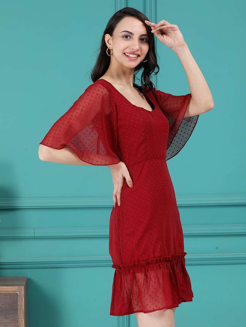 women dobby self design a-line dress - 21565437 - Standard Image - 3