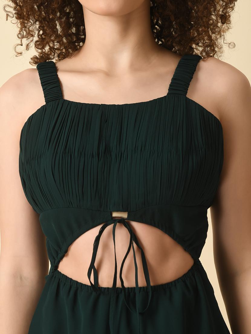 women solid shoulder strap cut out detailed dress - 21565499 - Standard Image - 5