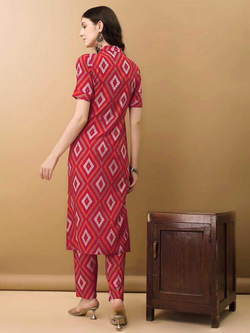 women printed short sleeves kurta pant set - 21565530 - Standard Image - 3