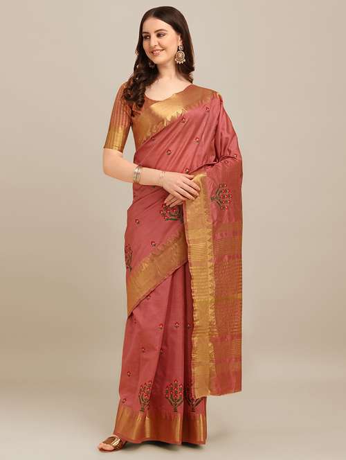 women embroidered bordered saree - 21565697 -  Standard Image - 0