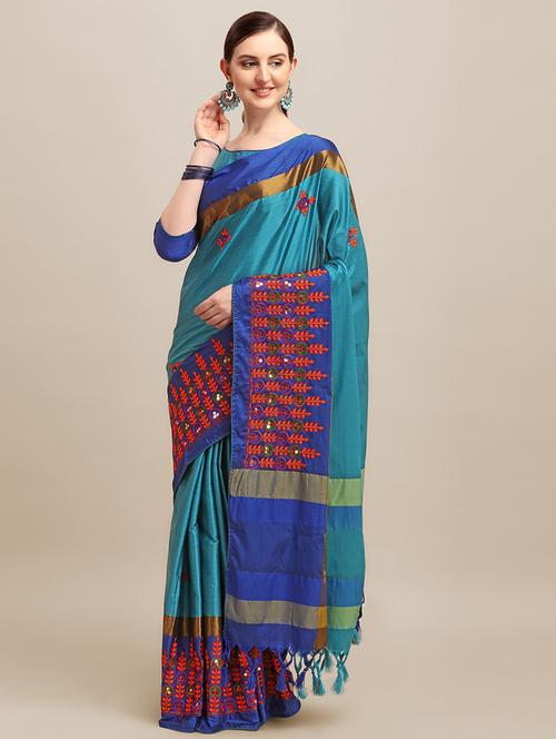 women embroidered bordered saree - 21565699 - Standard Image - 0
