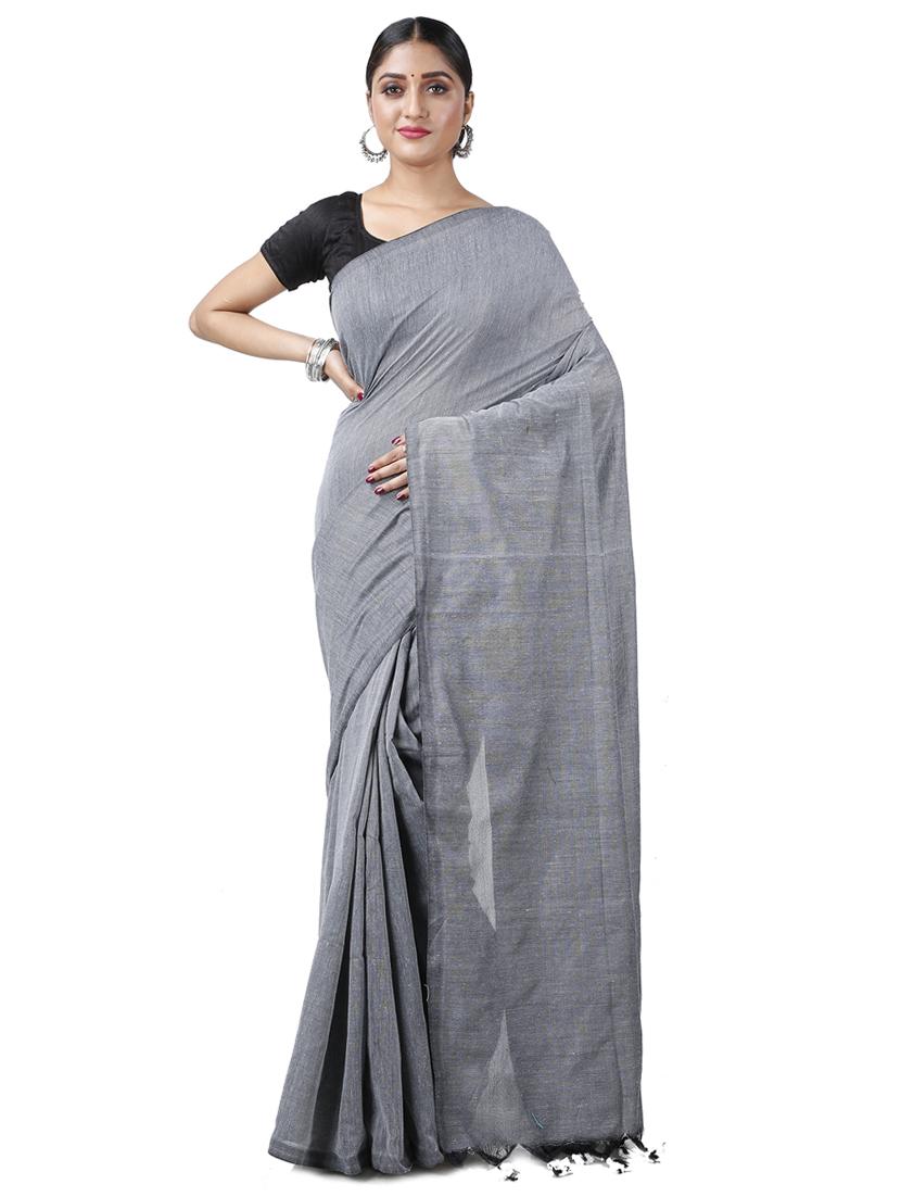 women silver handloom saree - 21566570 - Zoom Image - 0