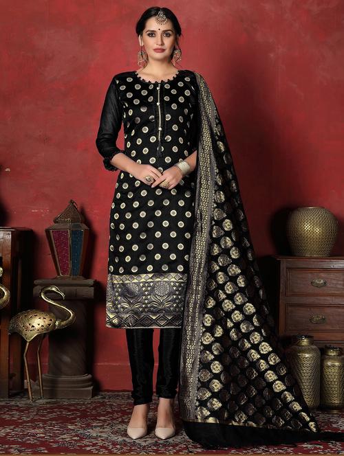 women black self design unstitched suit - 21566715 - Standard Image - 0