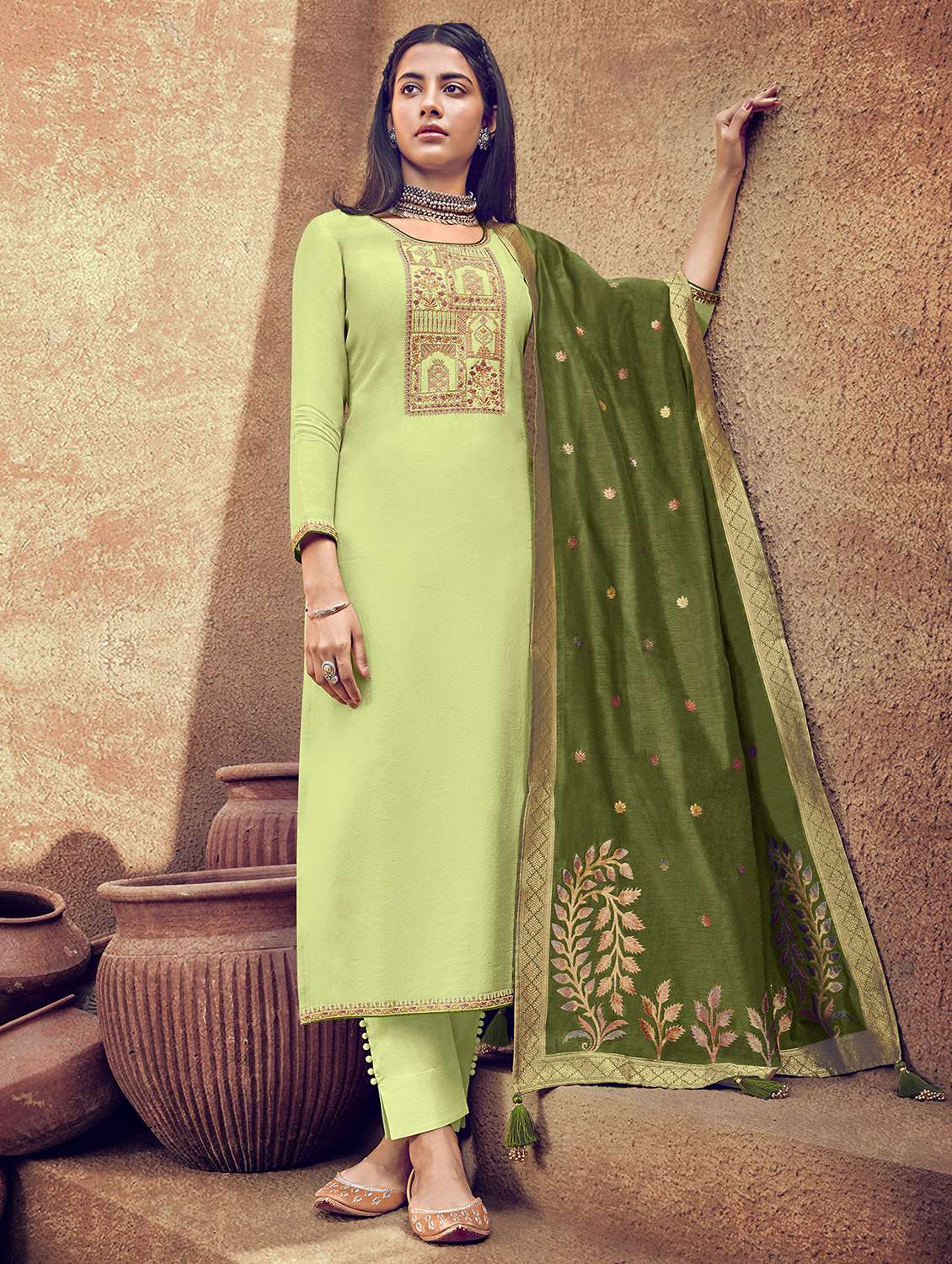 women neo mint embroidered unstitched suit