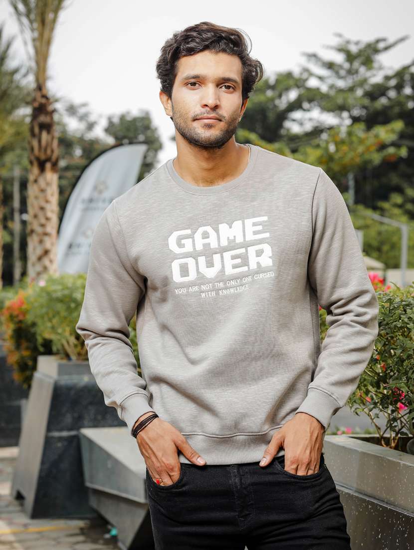 men round neck typographic sweatshirt - 21566934 -  Zoom Image - 0