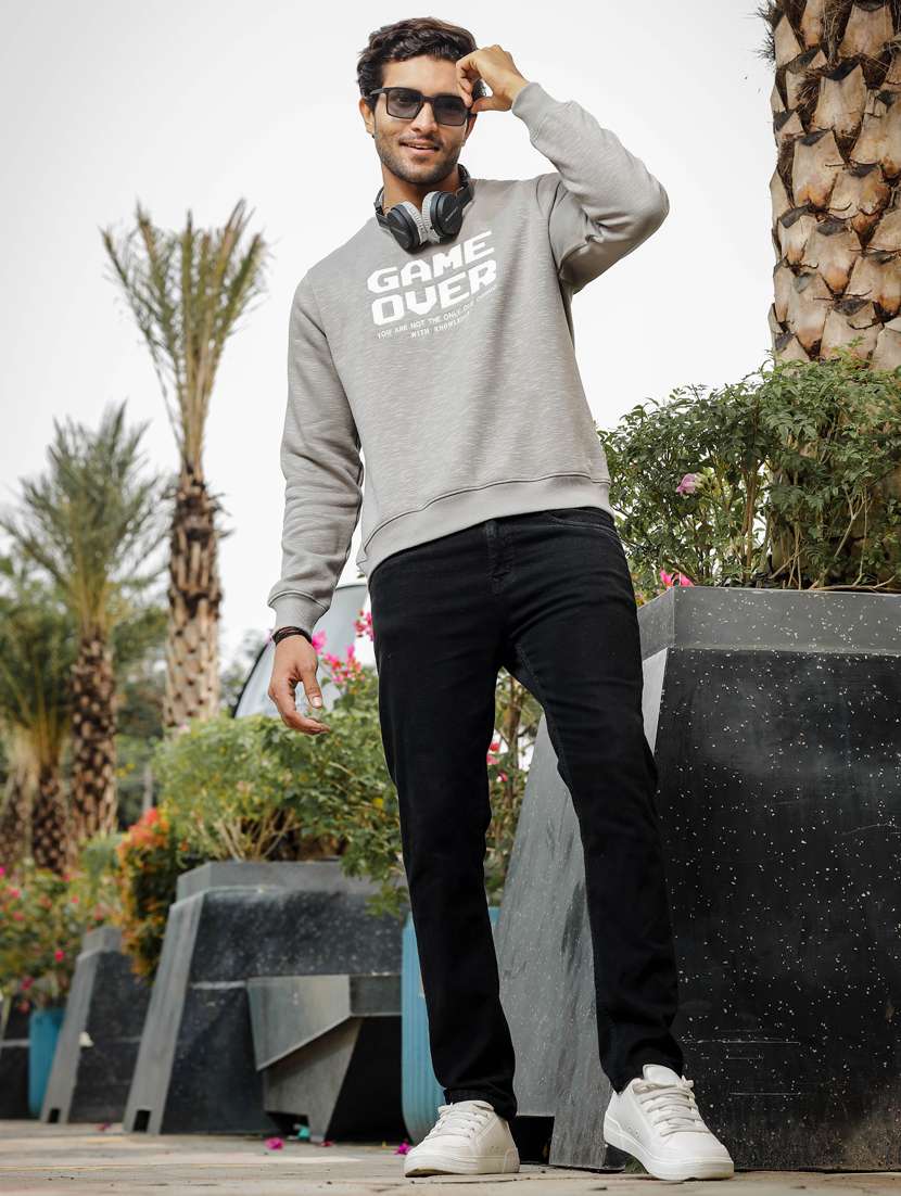 men round neck typographic sweatshirt - 21566934 -  Standard Image - 3