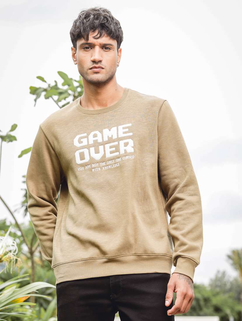 men round neck typographic sweatshirt