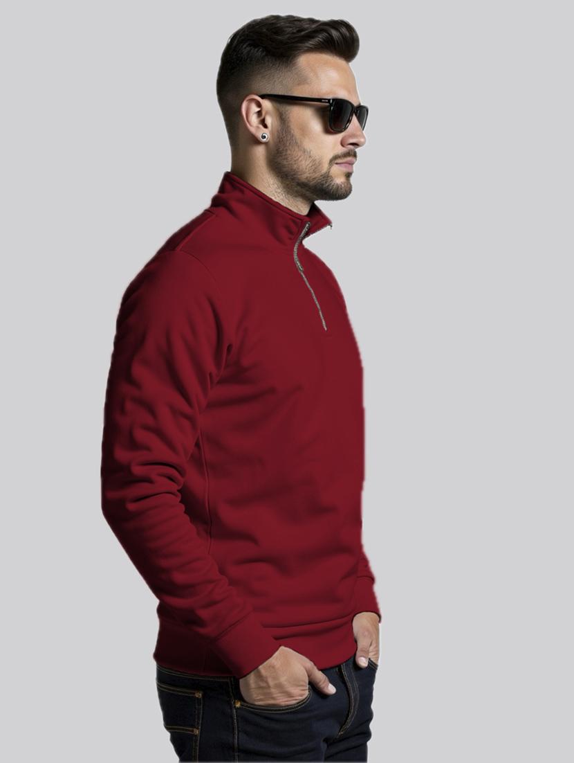 men solid long sleeve stand collar zip detailed sweatshirt - 21567041 - Standard Image - 3