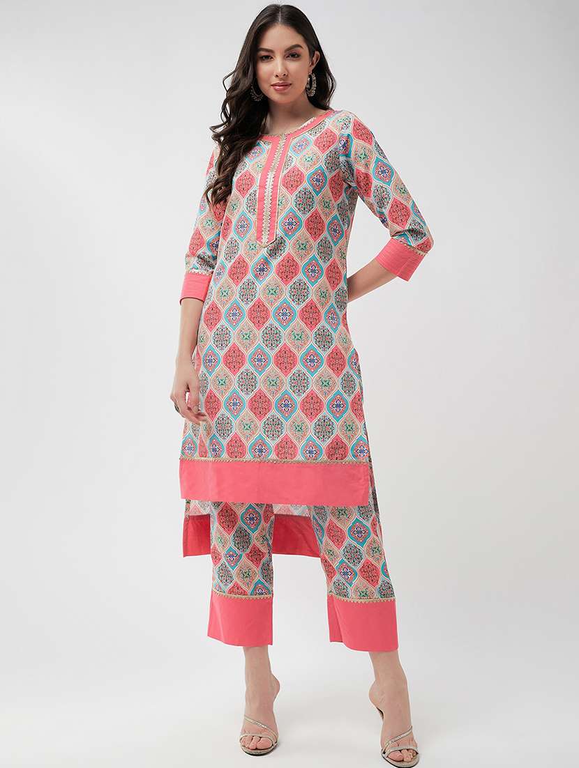 women multi color round neck kurta pant set - 21567185 - Standard Image - 3