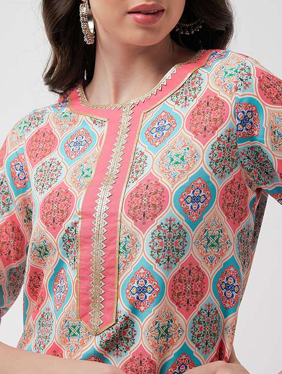 women multi color round neck kurta pant set - 21567185 - Standard Image - 5