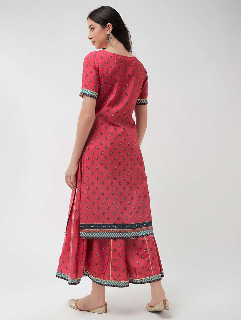 women pink floral kurta sharara set - 21567187 -  Standard Image - 3