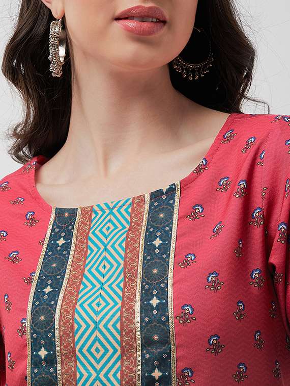 women pink floral kurta sharara set - 21567187 -  Standard Image - 5