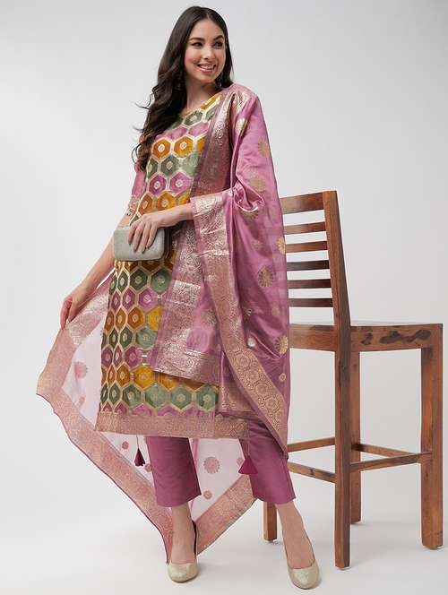 women self design kurta pant set with dupatta - 21567210 - Standard Image - 0
