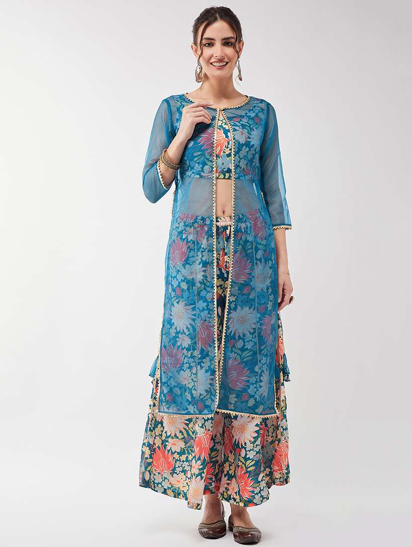 women floral round neck fusion set